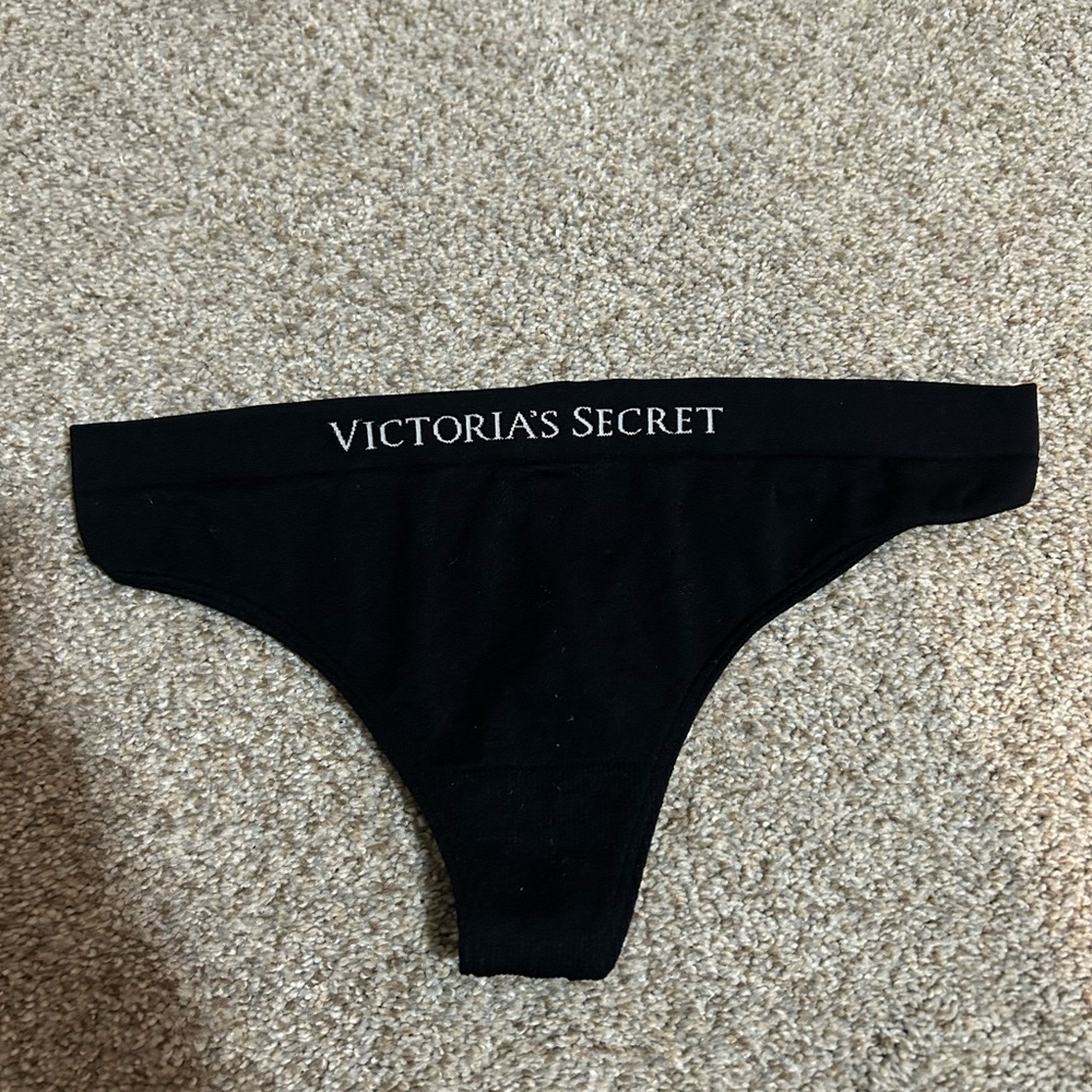Victoria's Secret Black Logo Waist Thong